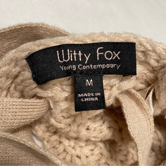 Witty Fox Young Contemporary Taupe Chunky Knit Cropped Sweater Size M #0702 - Picture 5 of 9